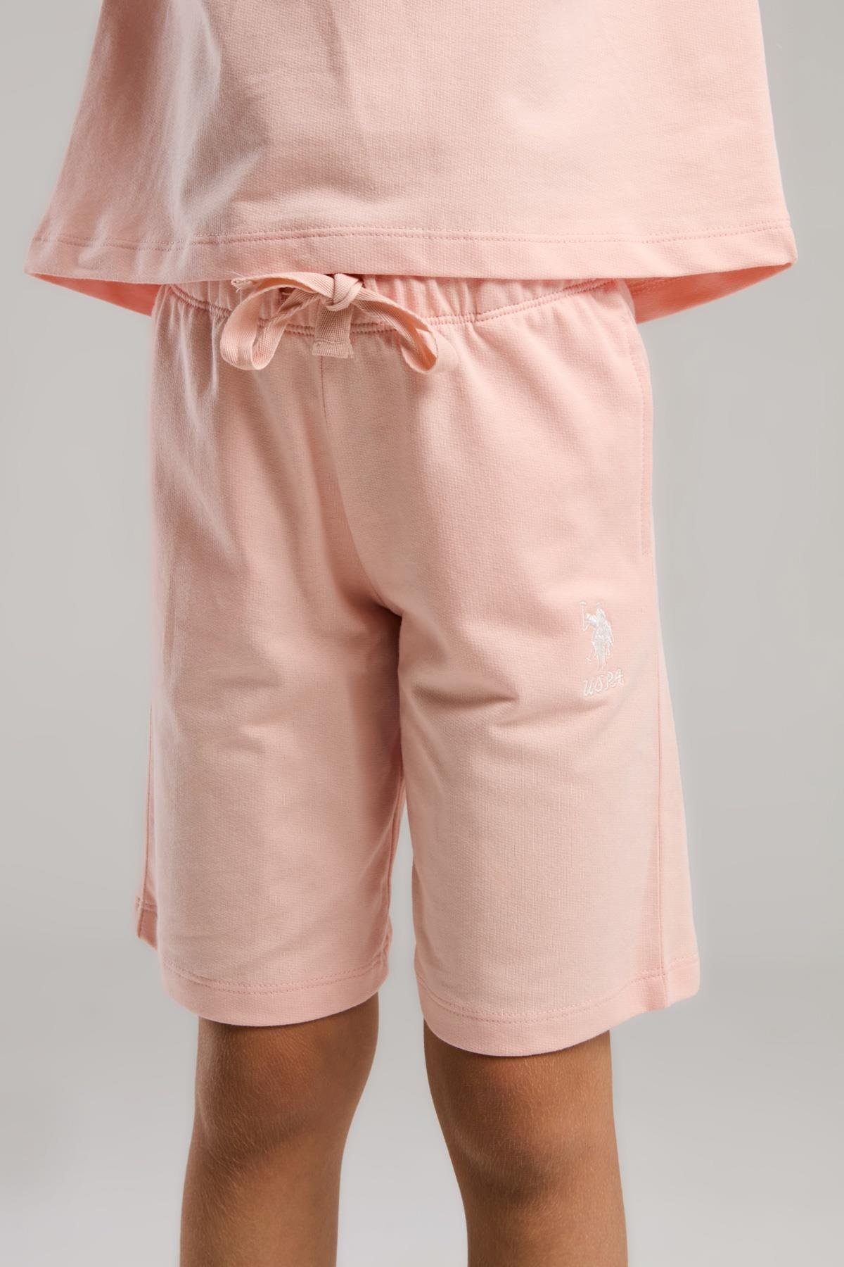 U.S. Polo Assn. Kız Çocuk Somon Bermuda Takım US2091 