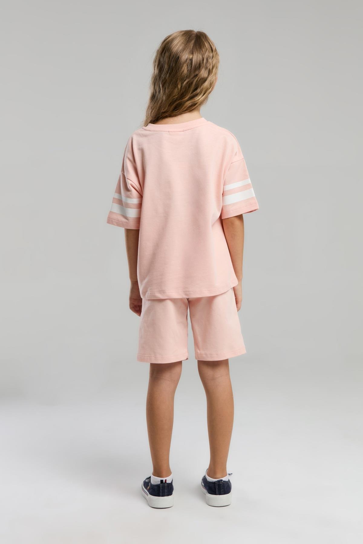 U.S. Polo Assn. Kız Çocuk Somon Bermuda Takım US2091 