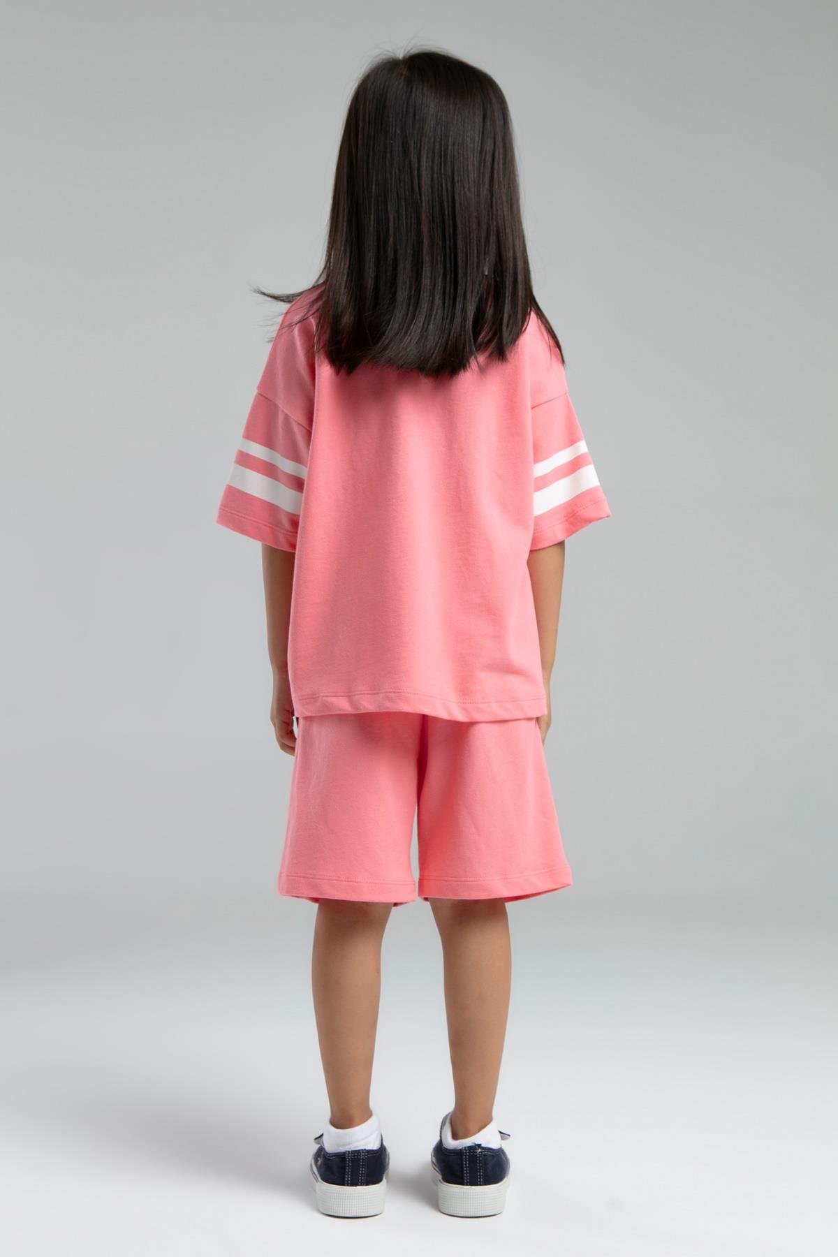 U.S. Polo Assn. Kız Çocuk Pembe Bermuda Takım US2091 