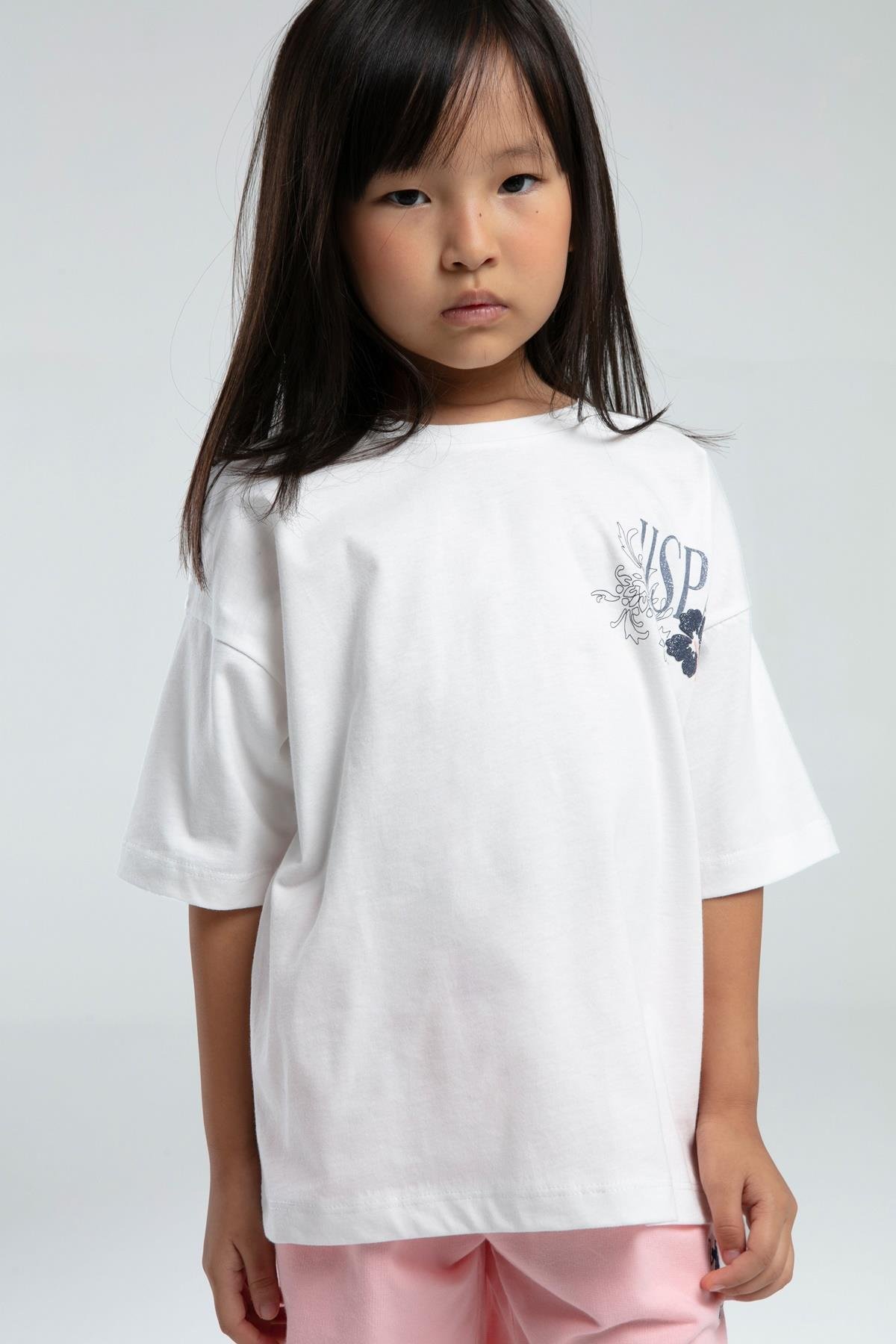 U.S. Polo Assn. Kız Çocuk Beyaz Şort Takım US2072 