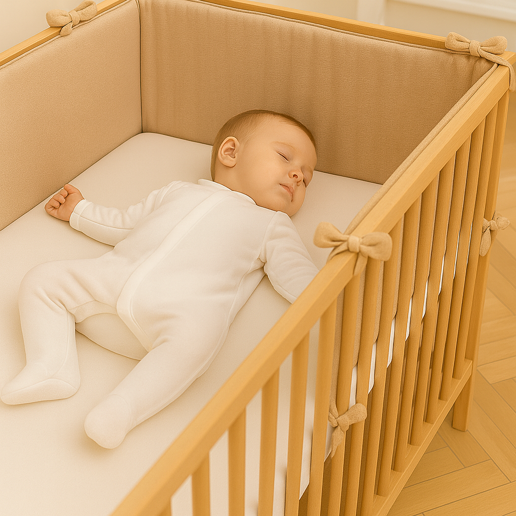 Vizon Renk (4 Kenar) Beşik Kenar Koruyucu %100 Pamuk Kumaş Beşik Kenar Koruma 