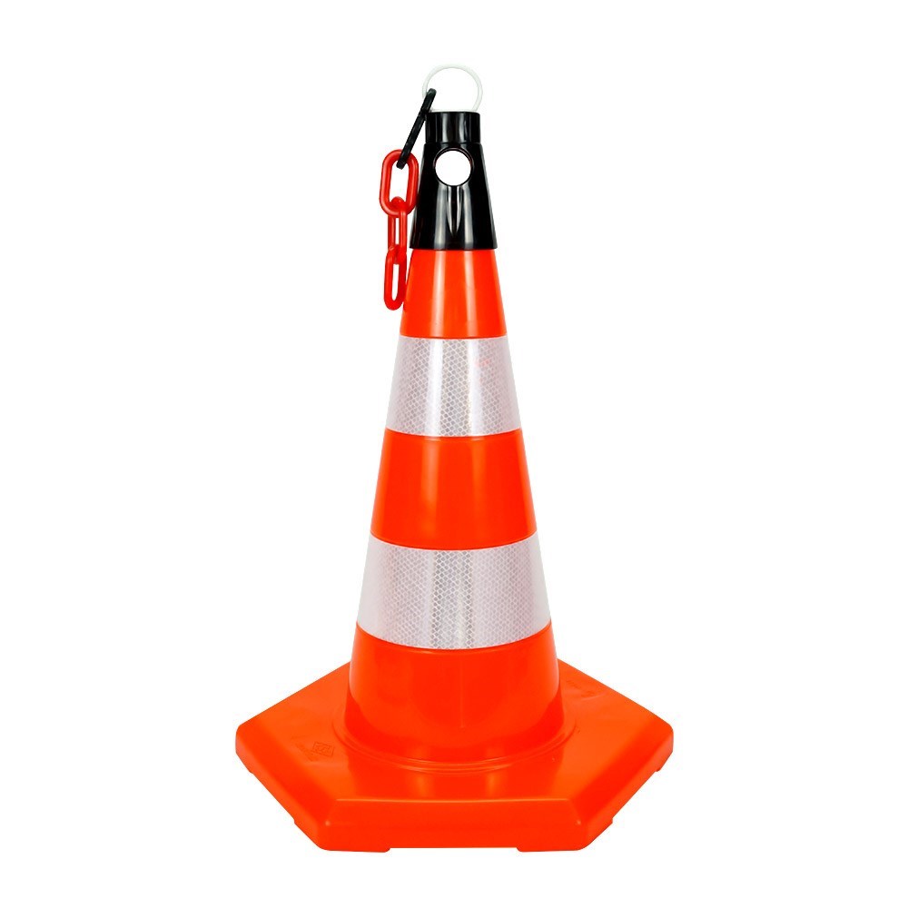 10 Adet PVC Trafik Konisi 50 cm Reflektifli 6 Kenar Trafik Dubası