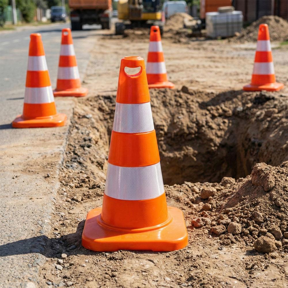 10 Adet Trafik Konisi 50 cm Çift Reflektifli Trafik DubasıTrafik Konisi PVC 50 cm