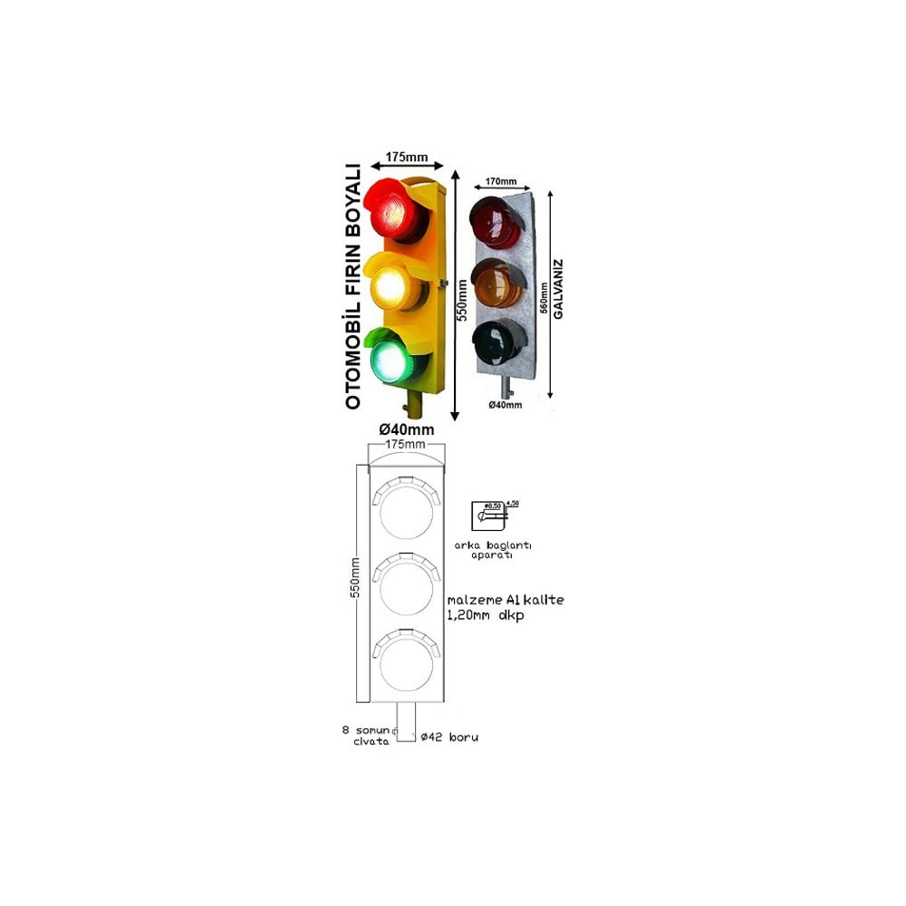 100 mm Üçlü 600 Serisi Trafik Lambası100 mm Sinyalizasyon (Trafik Lambası)