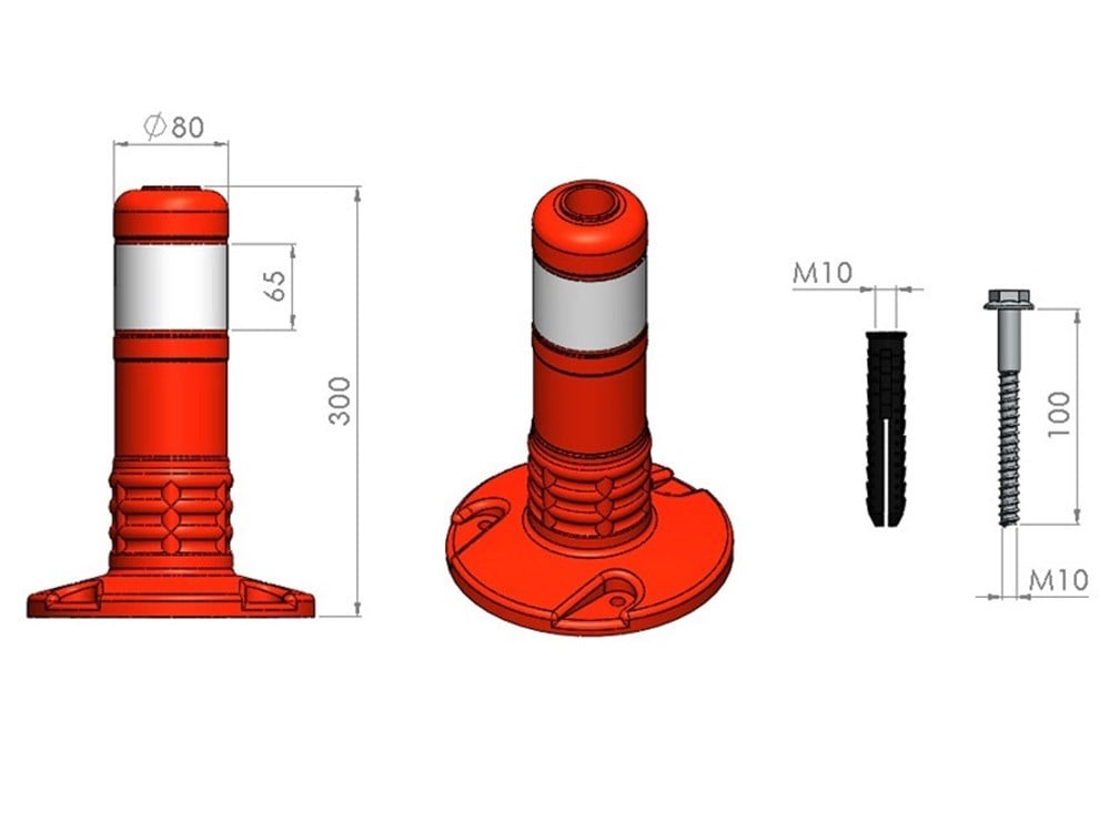10`lu Delinatör Set 30 x 8 cm, Esnek Duba