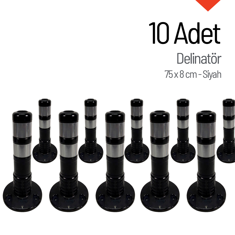 10'lu Delinatör Seti 45 x 8 cm SiyahDelinatörler