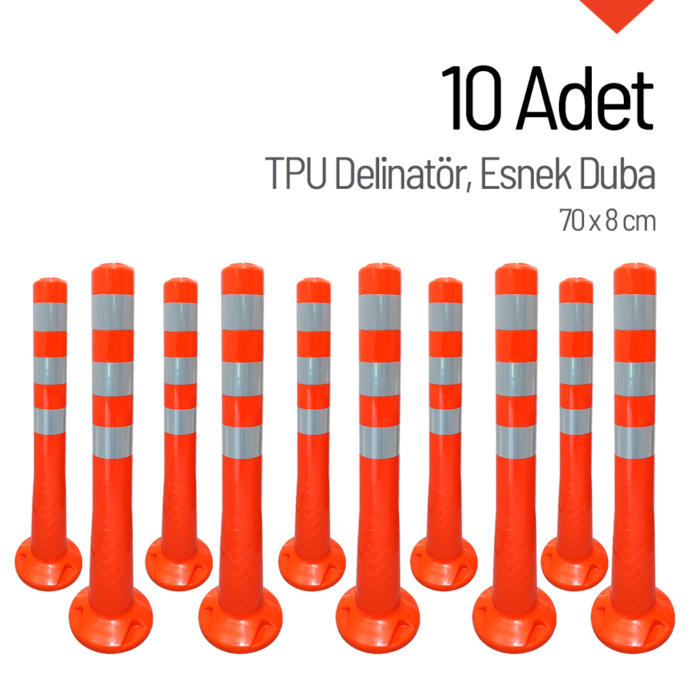 10'lu Delinatör Seti 70x8 cm TPU, Esnek DubaDelinatörler