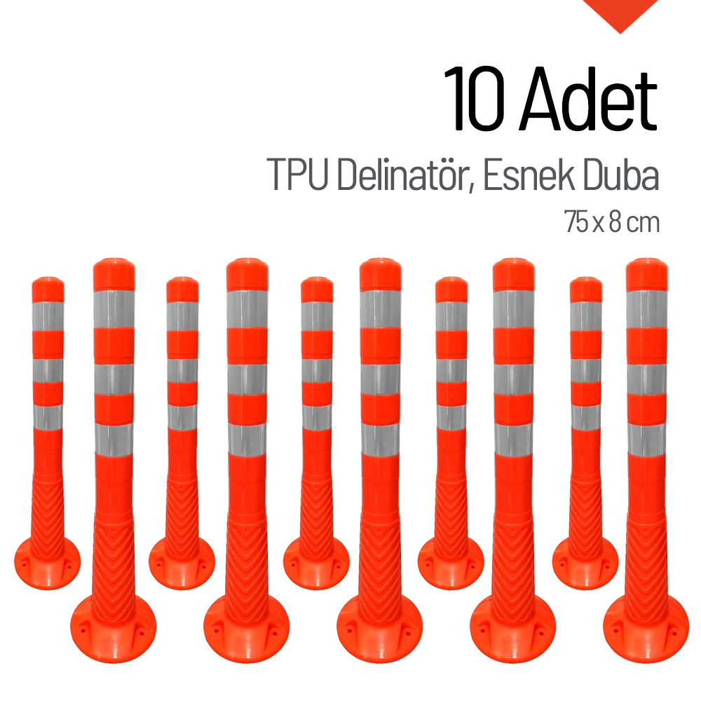 10'lu Delinatör Seti 75x8 cm TPU, Esnek DubaDelinatörler