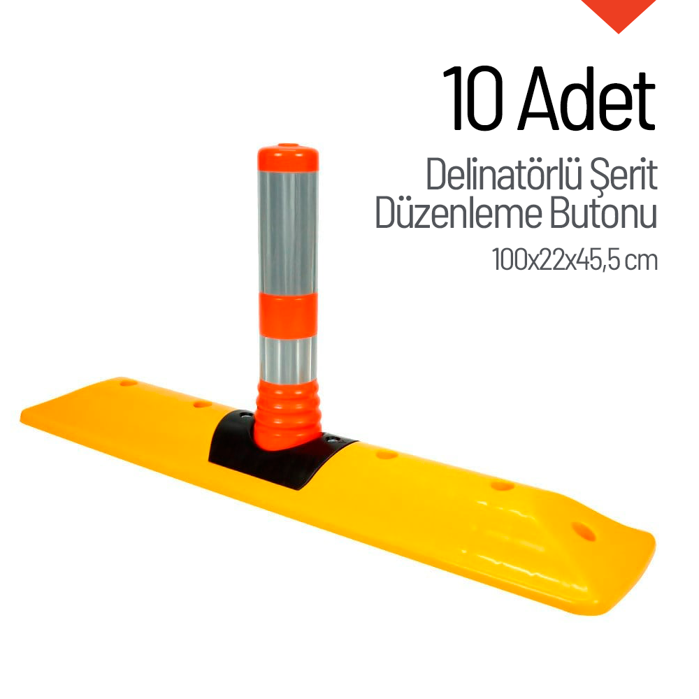 10'lu Delinatorlü Şerit Düzenleme Butonu Seti Plastik Şerit Düzenleme