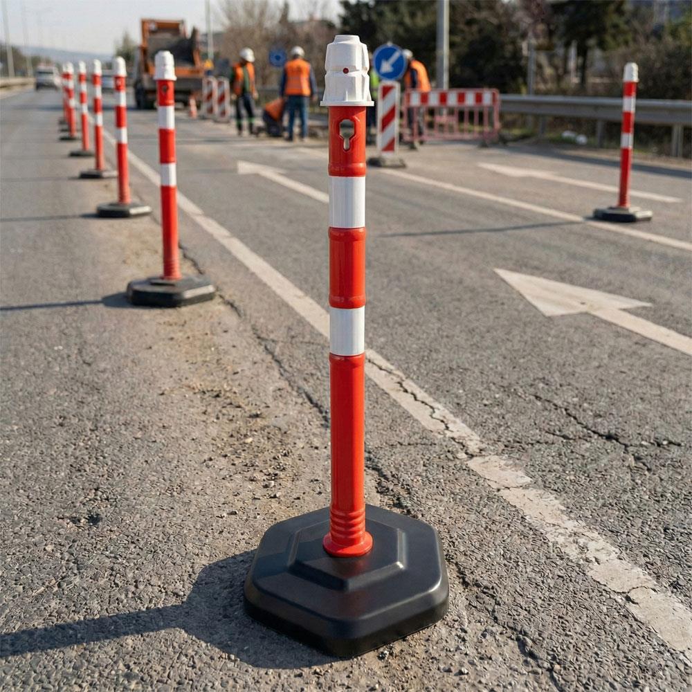 10'lu Dubalı Kırmızı Uyarı Dikmesi, 2 Reflektifli - 100 x 6 cmUyarı Dikmesi