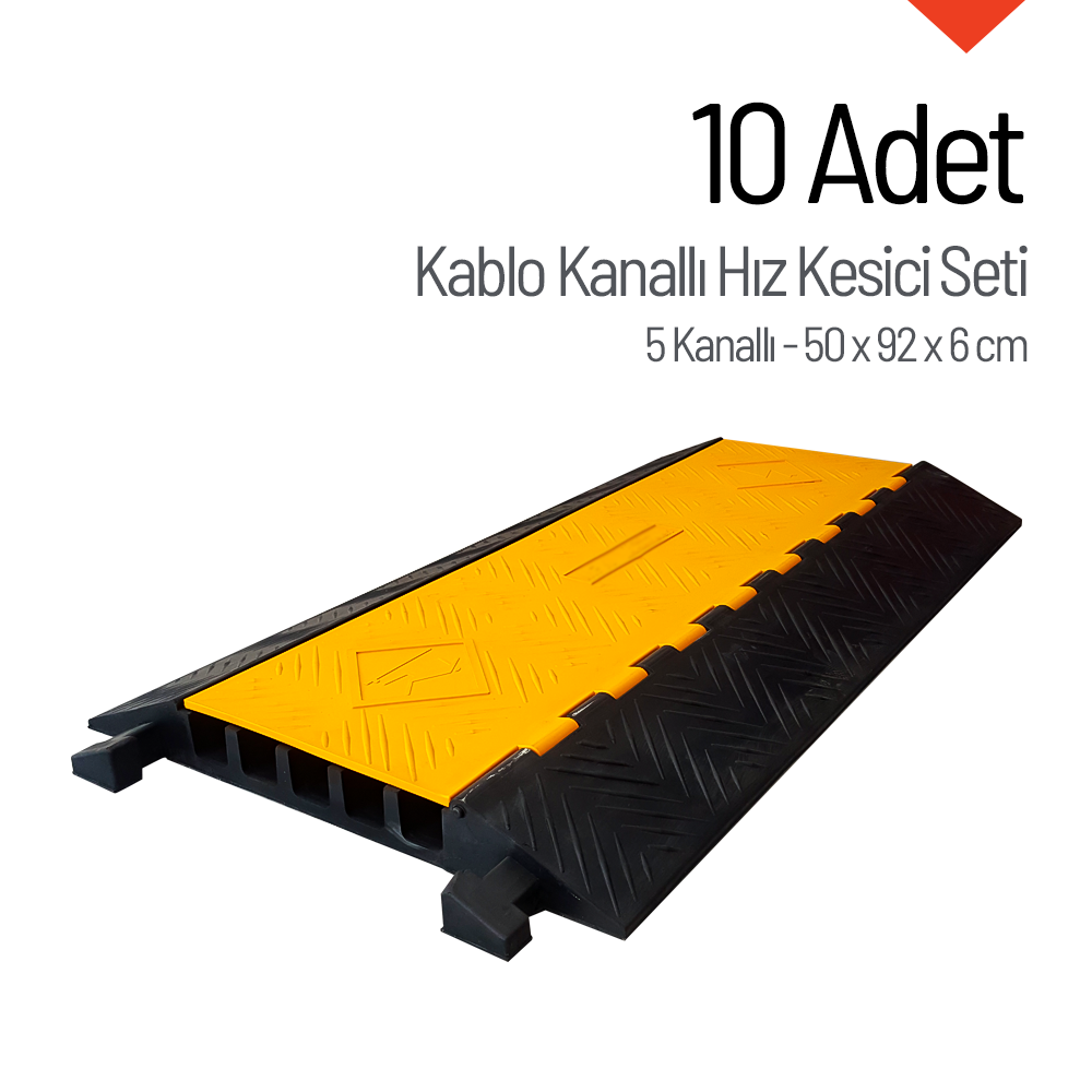 10'lu Kablo Kanallı Hız Kesici 5 Kanallı, Yol Kasisi 50 x 92 x 6 cmKablo Kanallı Hız Kesici