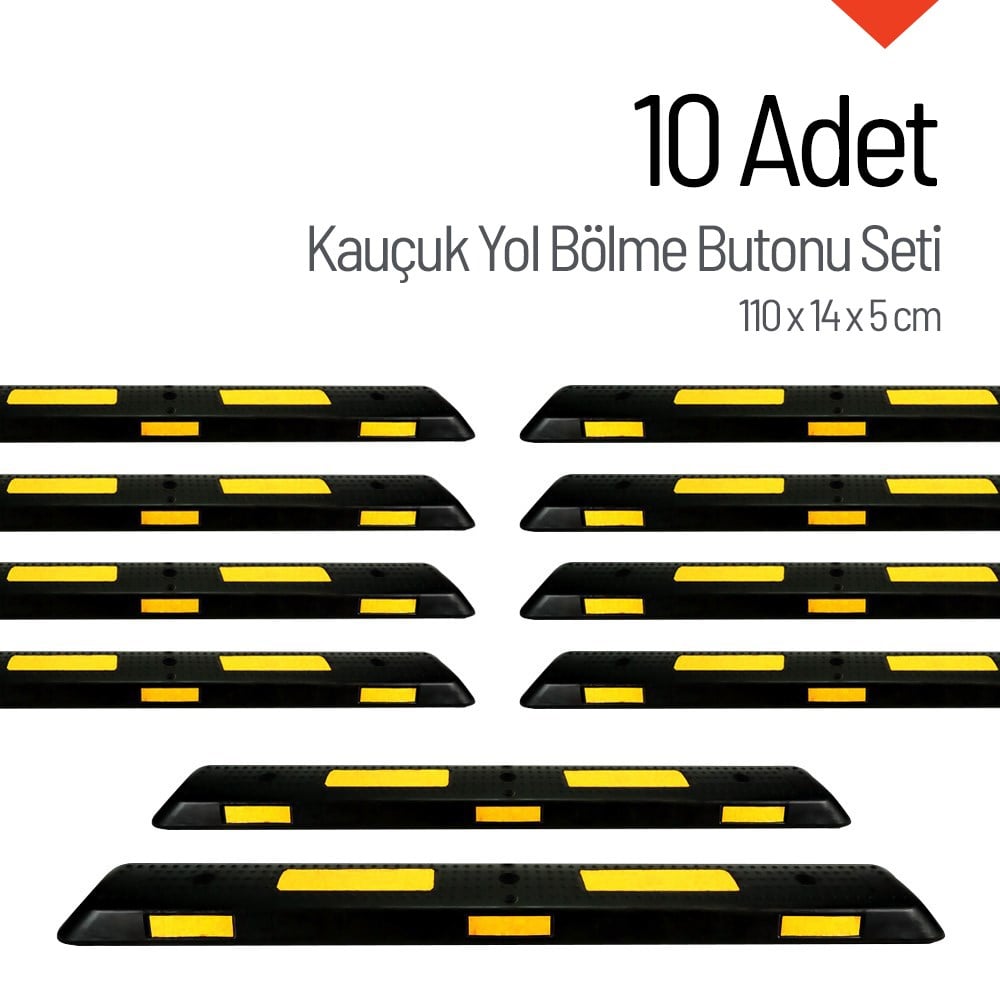 10`lu Kauçuk Yol Bölme Butonu 110x14x5 cmKauçuk Şerit Düzenleme