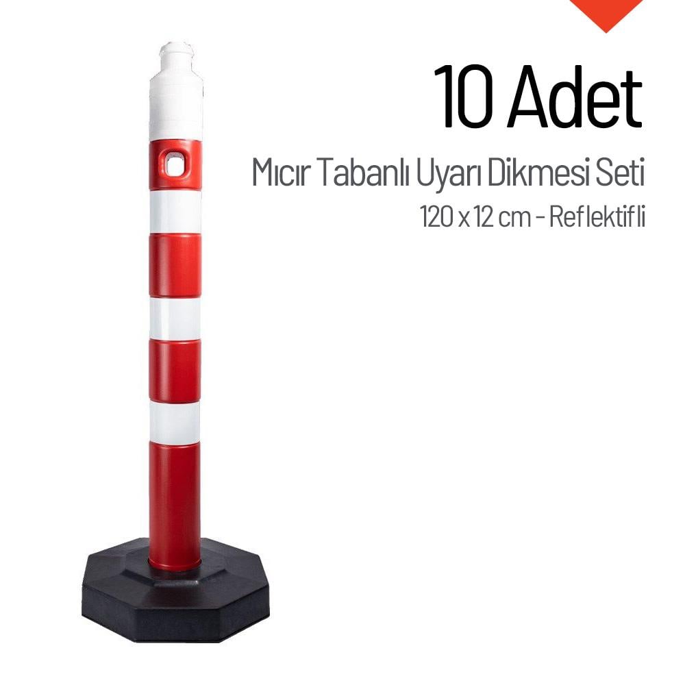 10'lu Mıcır Tabanlı Uyarı Dikmesi 110 x 1200 mm ReflektifliUyarı Dikmesi