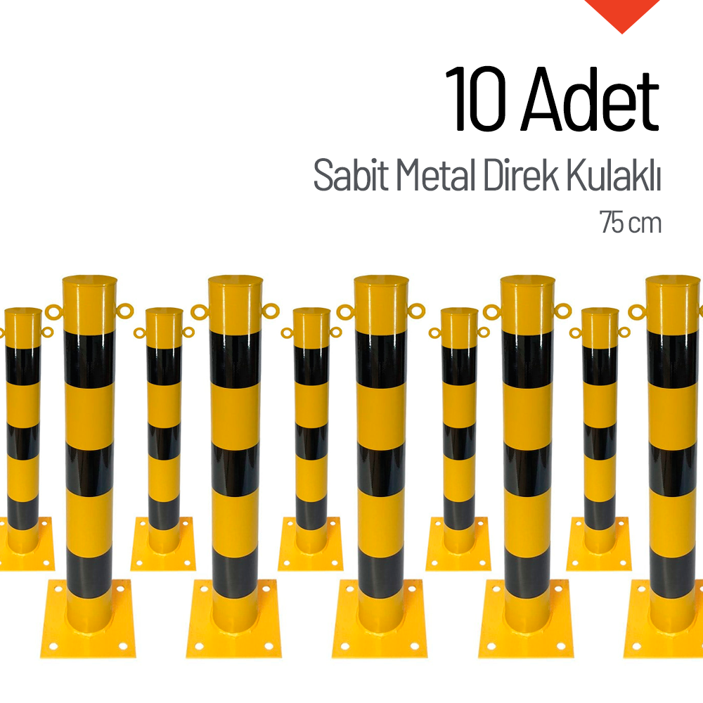 10'lu Sabit Metal Direk Seti Kulaklı, Metal Duba 75 cmMetal Delinatör