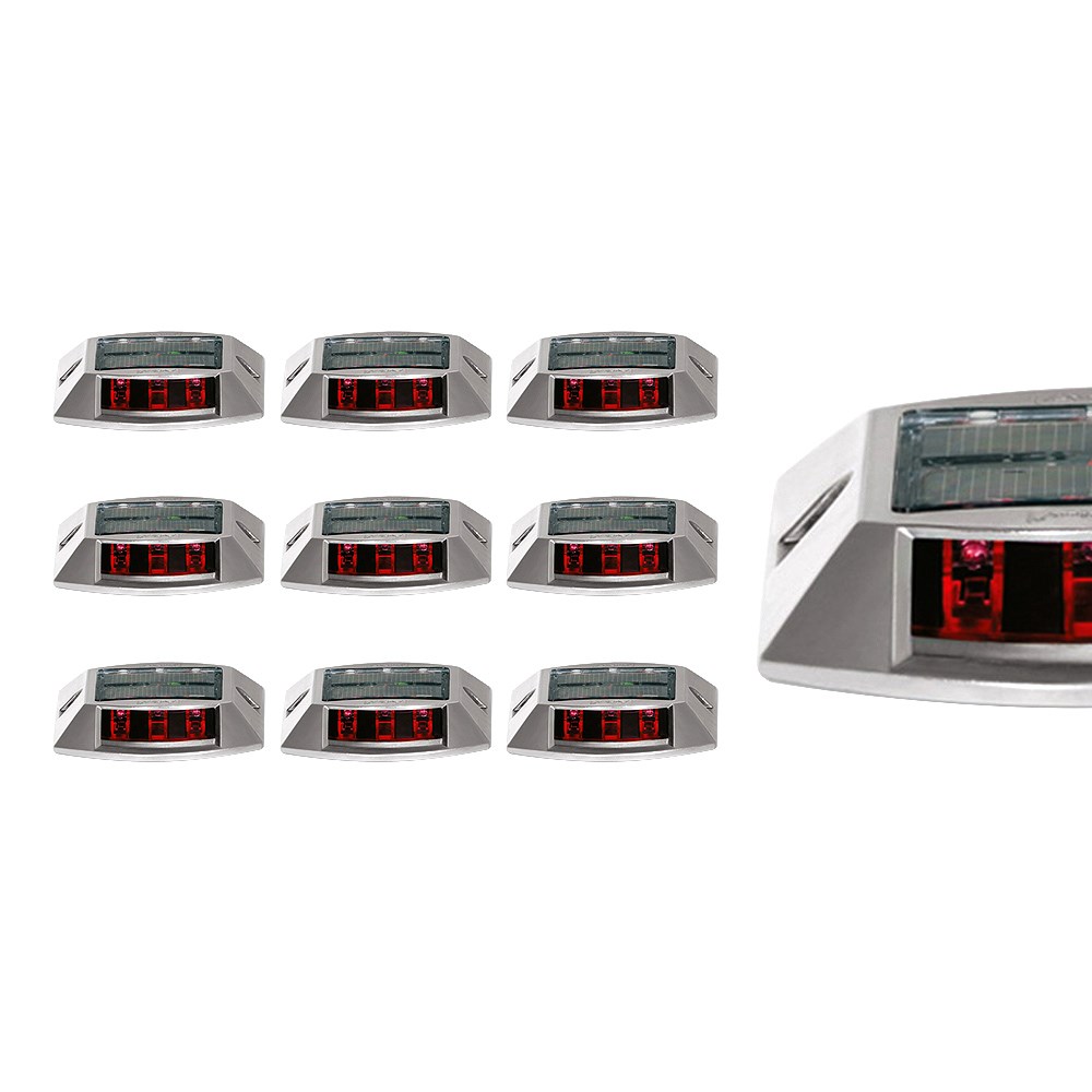 10'lu Set Kırmızı Solar Yol Butonu 3x3 LedliSolar Yol Butonu