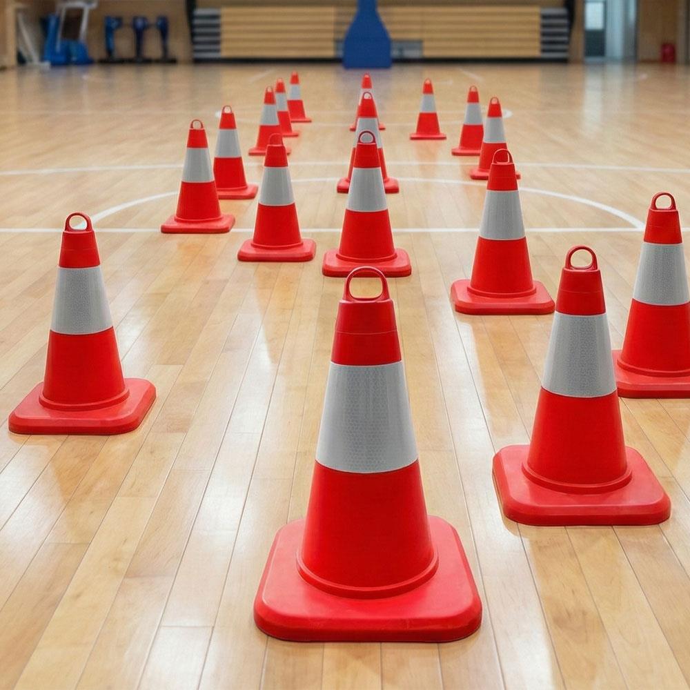 10'lu TPE Trafik Konisi Seti 32 cm Tek Reflektifli Trafik DubasıTrafik Konisi PVC 50 cm