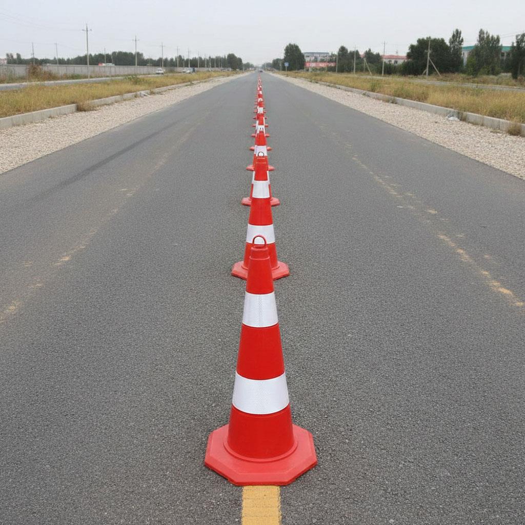 10'lu TPE Trafik Konisi Seti 70 cm Çift Reflektifli Trafik DubasıTrafik Konisi PPC 50-60-75 cm