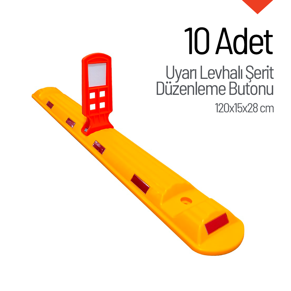 10'lu Uyarı Levhalı Şerit Düzenleme Butonu Seti 120x15x28 cmPlastik Şerit Düzenleme