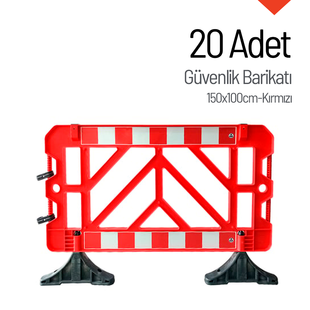 20'li Güvenlik Barikatı Seti Kırmızı 150x100cmUyarı Bariyeri