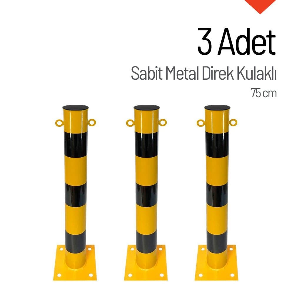 3'lü Sabit Metal Direk Seti Kulaklı, Metal Duba 75 cmMetal Delinatör