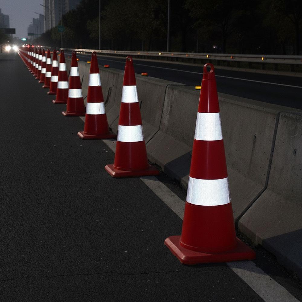 50 Adet TPE Trafik Konisi 90 cm Çift Reflektifli Trafik Dubası SetiTrafik Konisi PPC 50-60-75 cm