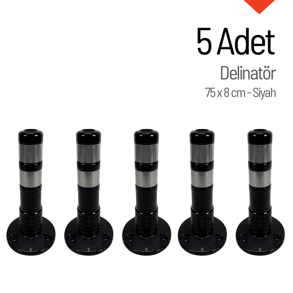 5'li Delinatör Seti 45 x 8 cm SiyahDelinatörler