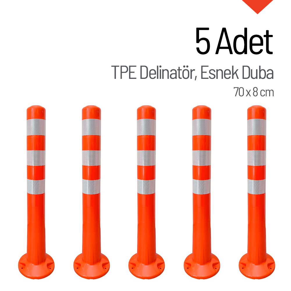 5'li Delinatör Seti 70x8 cm TPE, Esnek DubaDelinatörler