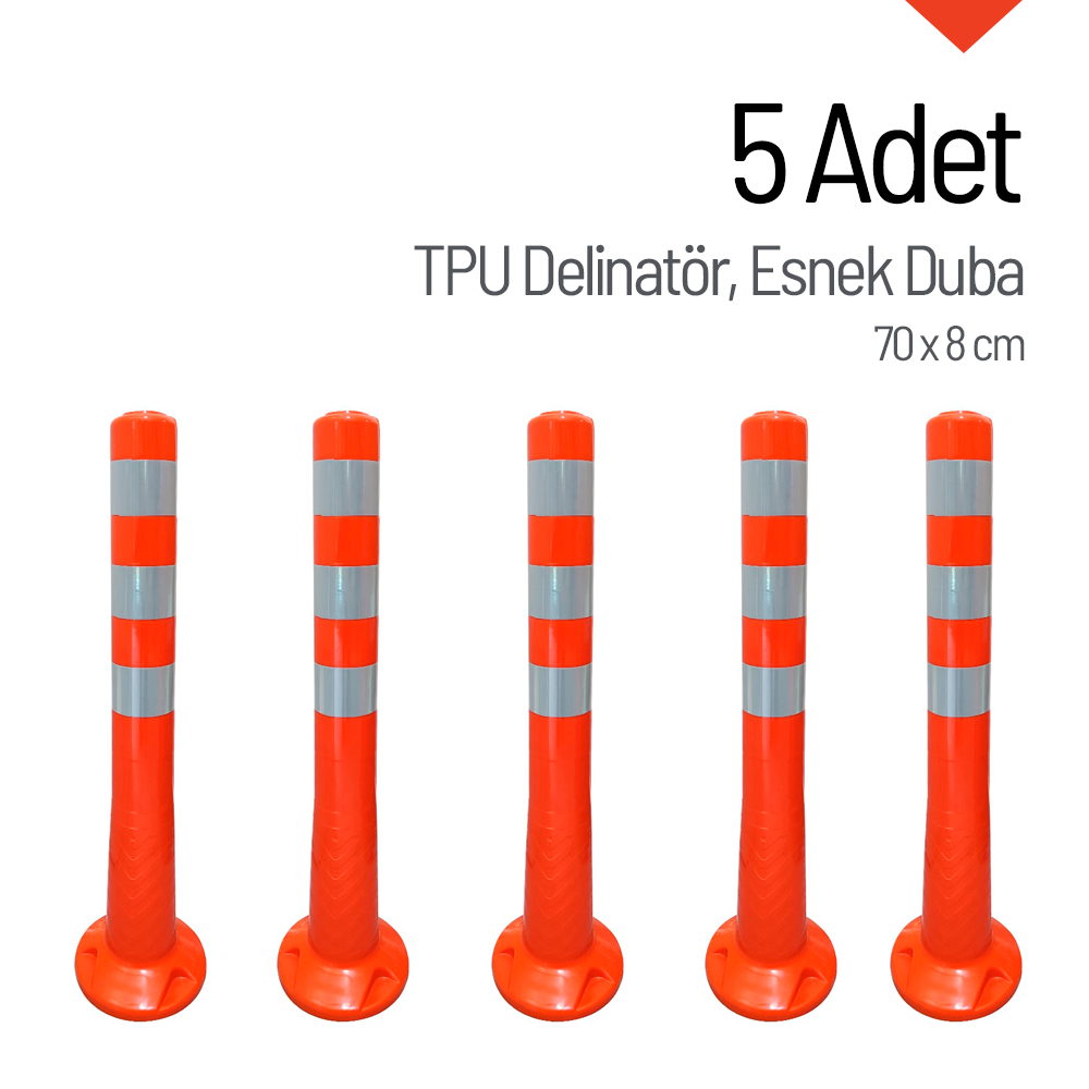 5'li Delinatör Seti 70x8 cm TPU, Esnek DubaDelinatörler