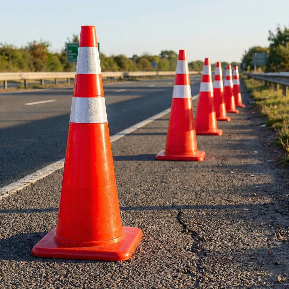 5'li PVC Trafik Konisi Seti 90 cm Çift Reflektifli Trafik Konisi PVC 90 cm