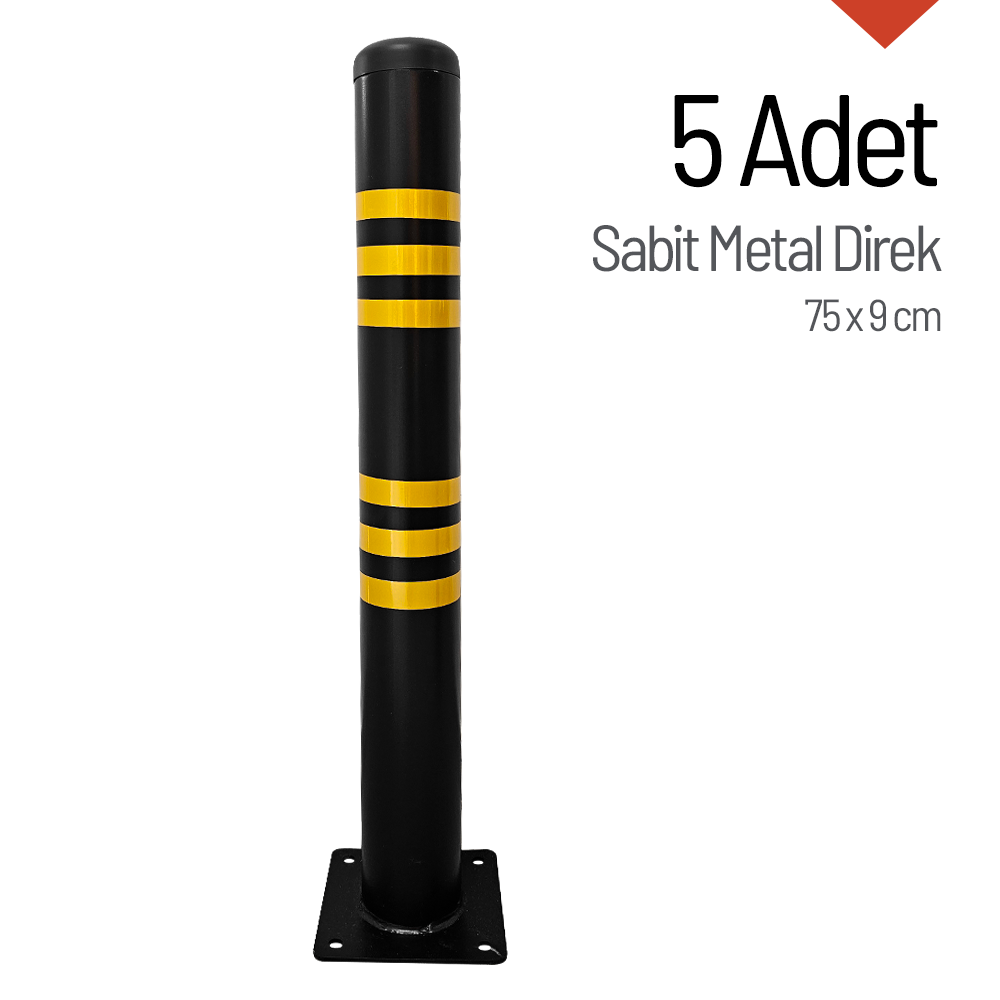 5'li Sabit Metal Direk Seti, Metal Duba 75 x 9 cmMetal Delinatör