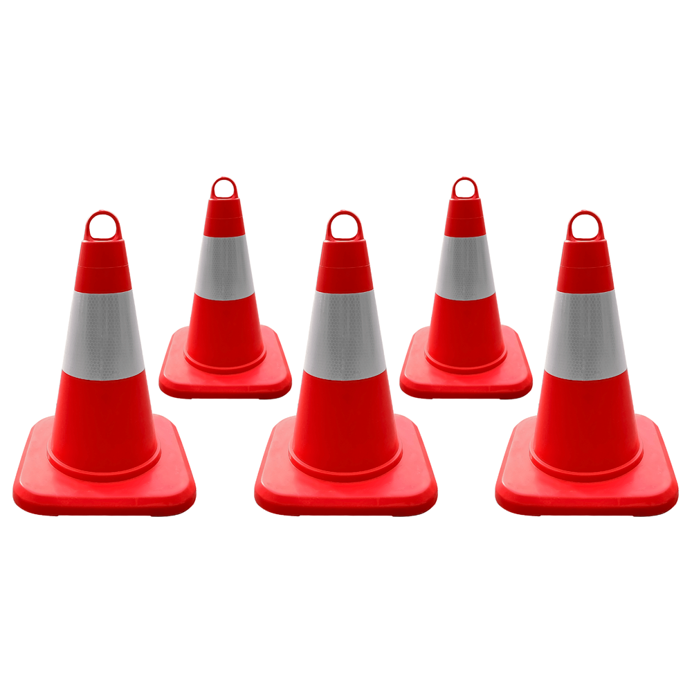 5'li TPE Trafik Konisi Seti 32 cm Tek Reflektifli Trafik DubasıTrafik Konisi PVC 50 cm