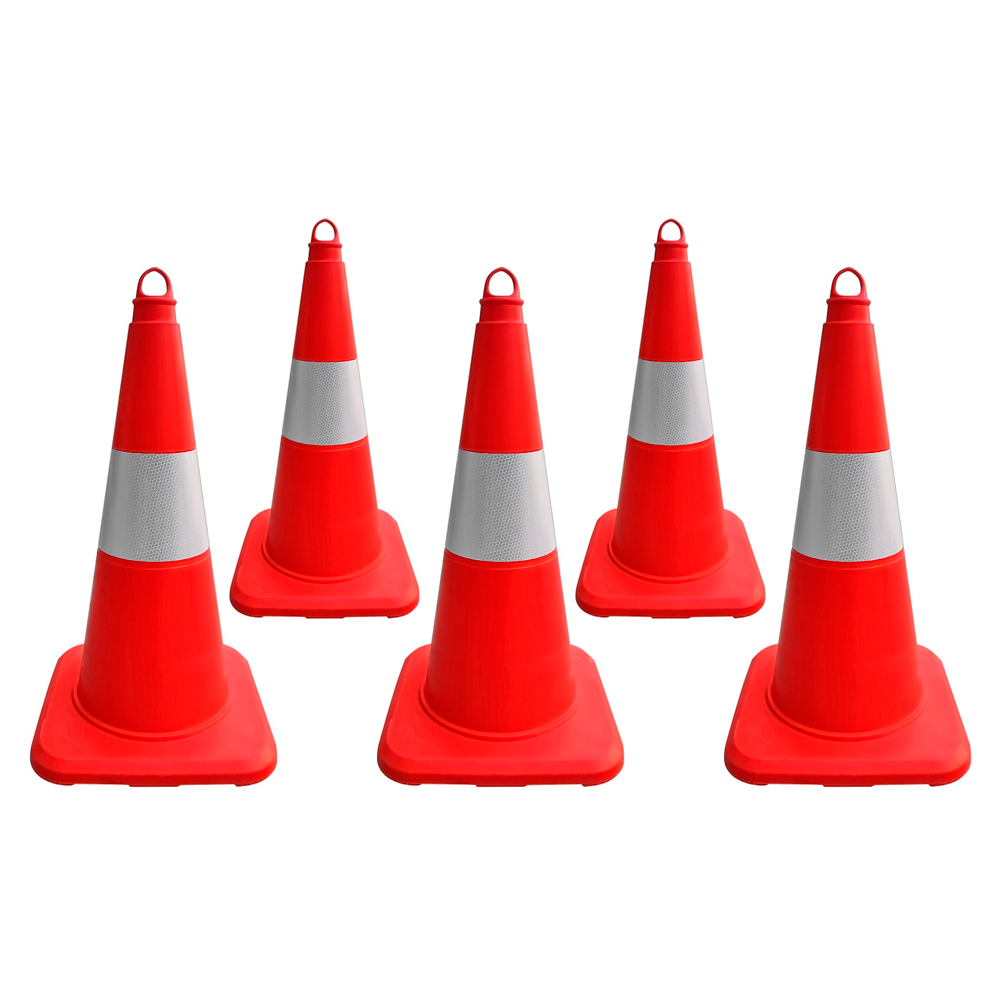 5'li TPE Trafik Konisi Seti 50 cm Tek Reflektifli Trafik DubasıTrafik Konisi PVC 50 cm