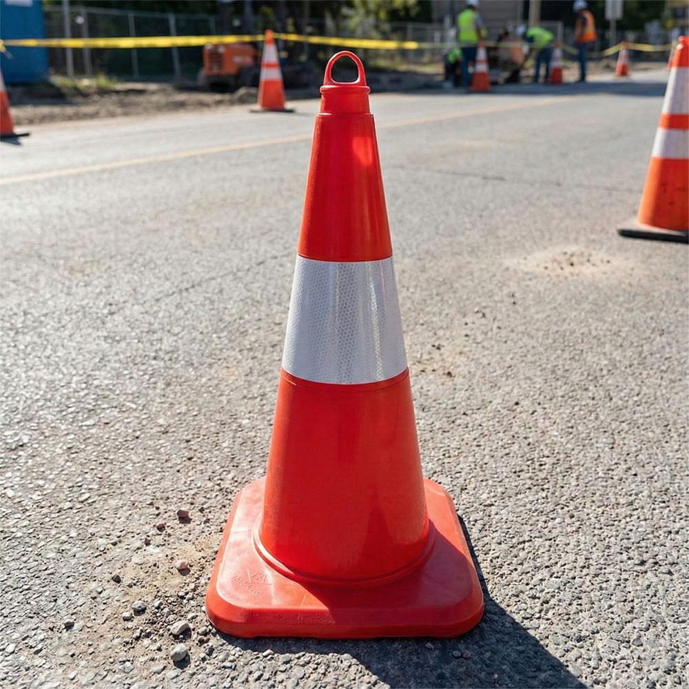 5'li TPE Trafik Konisi Seti 50 cm Tek Reflektifli - Ağırlıksız Trafik DubasıTrafik Konisi PVC 50 cm