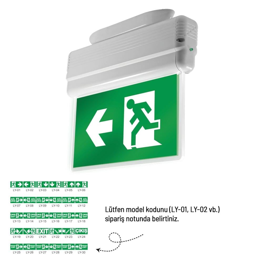 Çiftyüz Acil Çıkış Yönlendirme Armatürü S Seri 55 x 340 x 290mmSıva Üstü