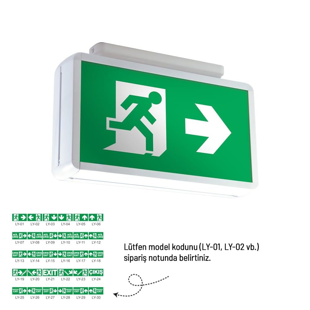 Çiftyüz Acil Çıkış Yönlendirme Armatürü Z Seri 75 x 320 x 165mmSıva Üstü