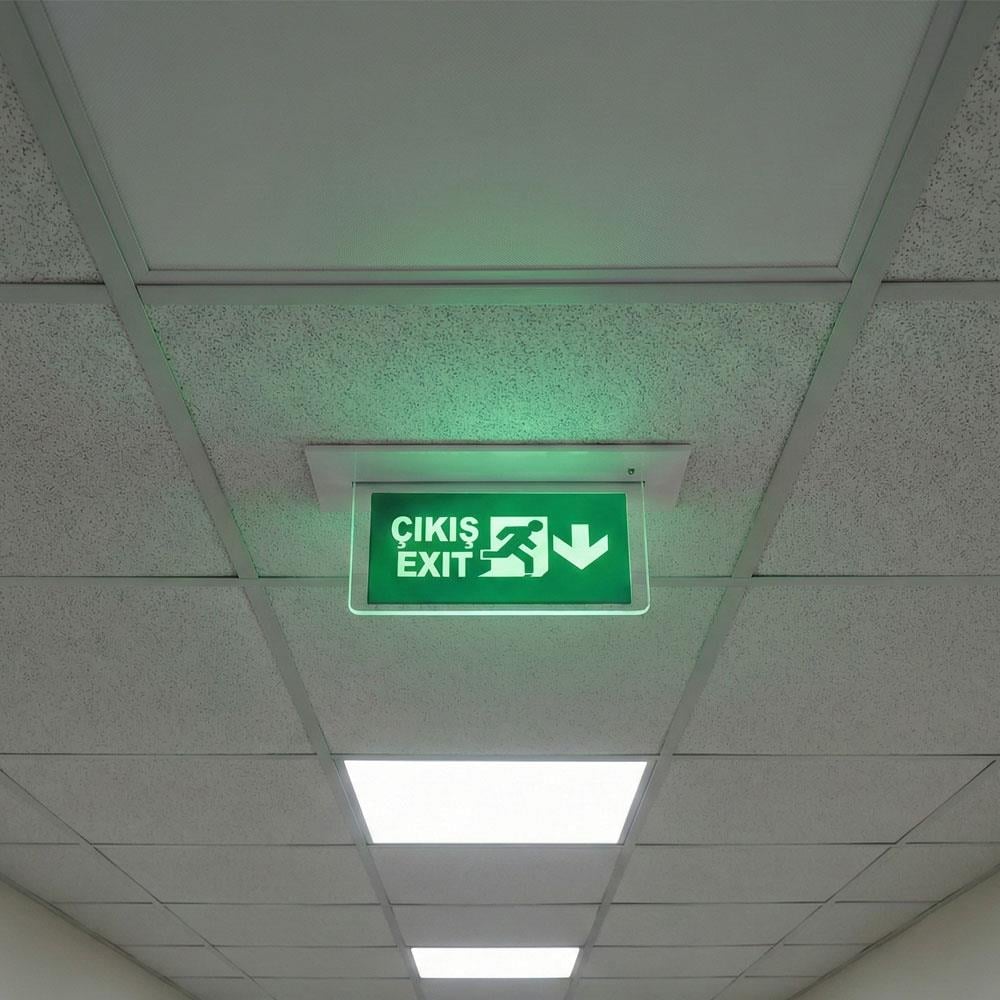 Çiftyüz Sıva Altı Acil Çıkış Yönlendirme Armatürü O Seri 70 x 460 x 220 mmSıva Altı