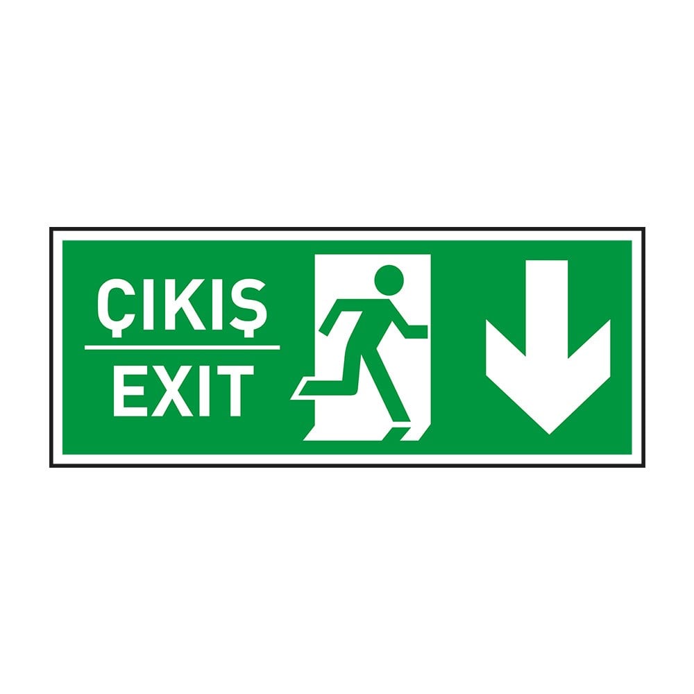 Çıkış Exit Aşağı Ok FotolümenliAcil Çıkış Levhaları