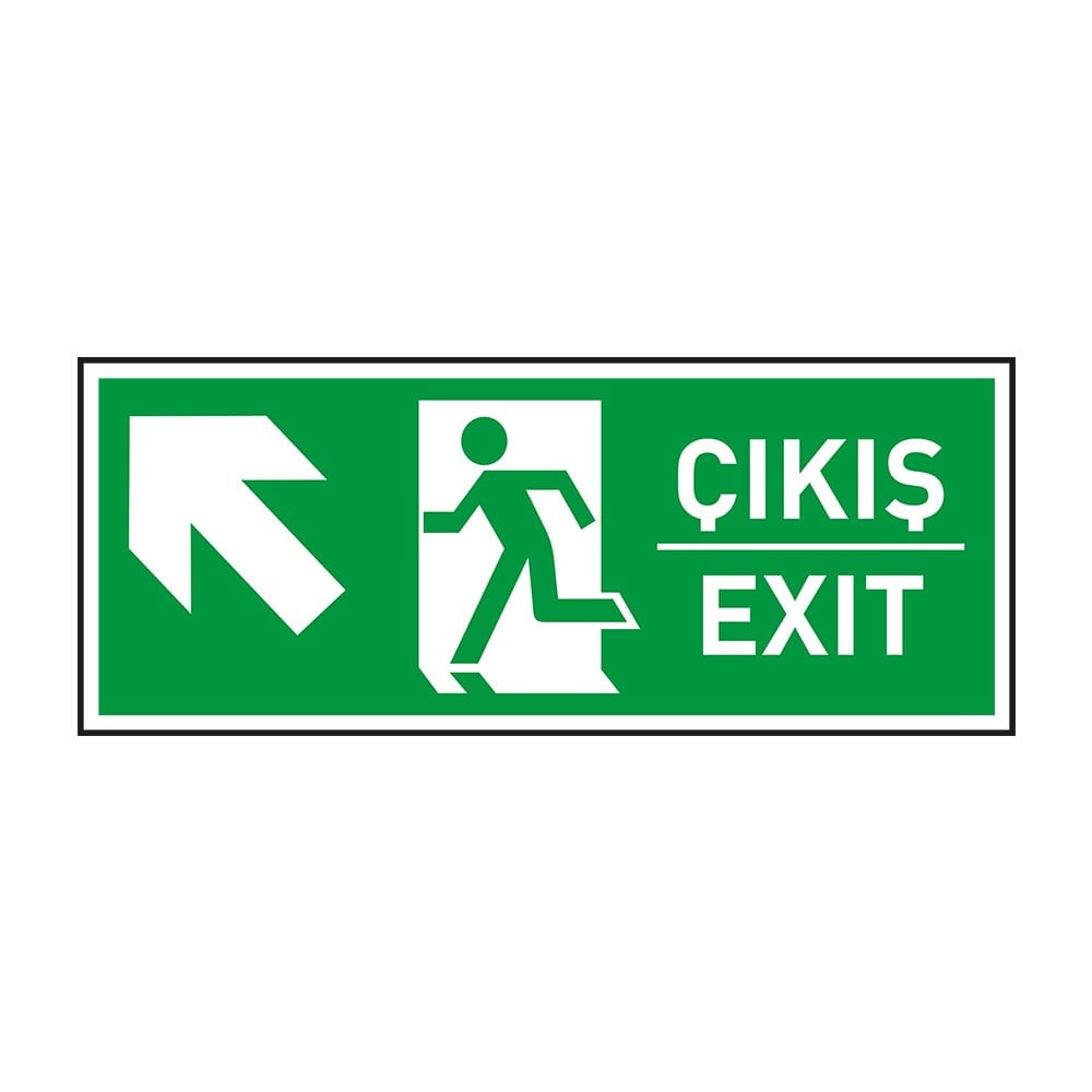 Çıkış Exit Sol Yukarı Ok FotolümenliAcil Çıkış Levhaları