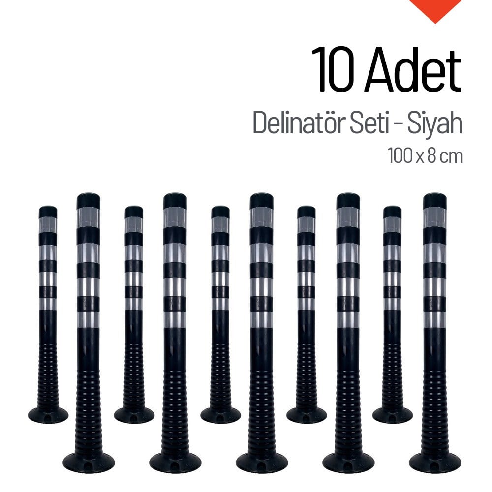 Delinatör 100 x 8 cm Siyah 10 Adet, Esnek DubaDelinatörler