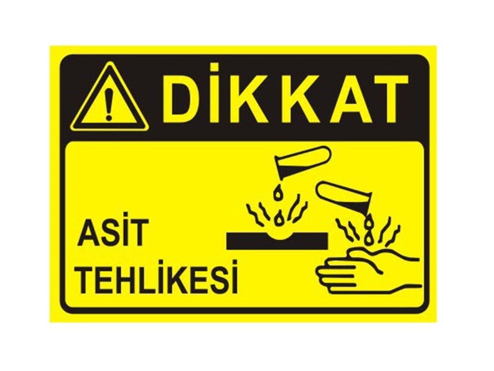 Dikkat Asit Tehlikesi Levhası