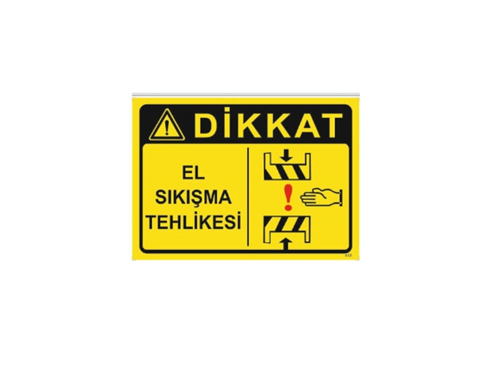 Dikkat El Sıkışma Tehlikesi Levhası