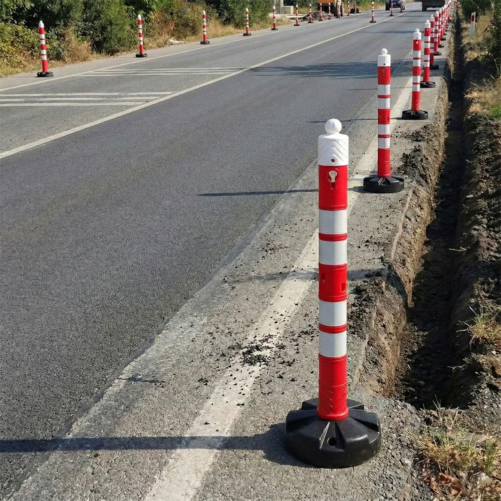 Dubalı Kırmızı Uyarı Dikmesi, 4 Reflektifli - 120 x 11 cmUyarı Dikmesi