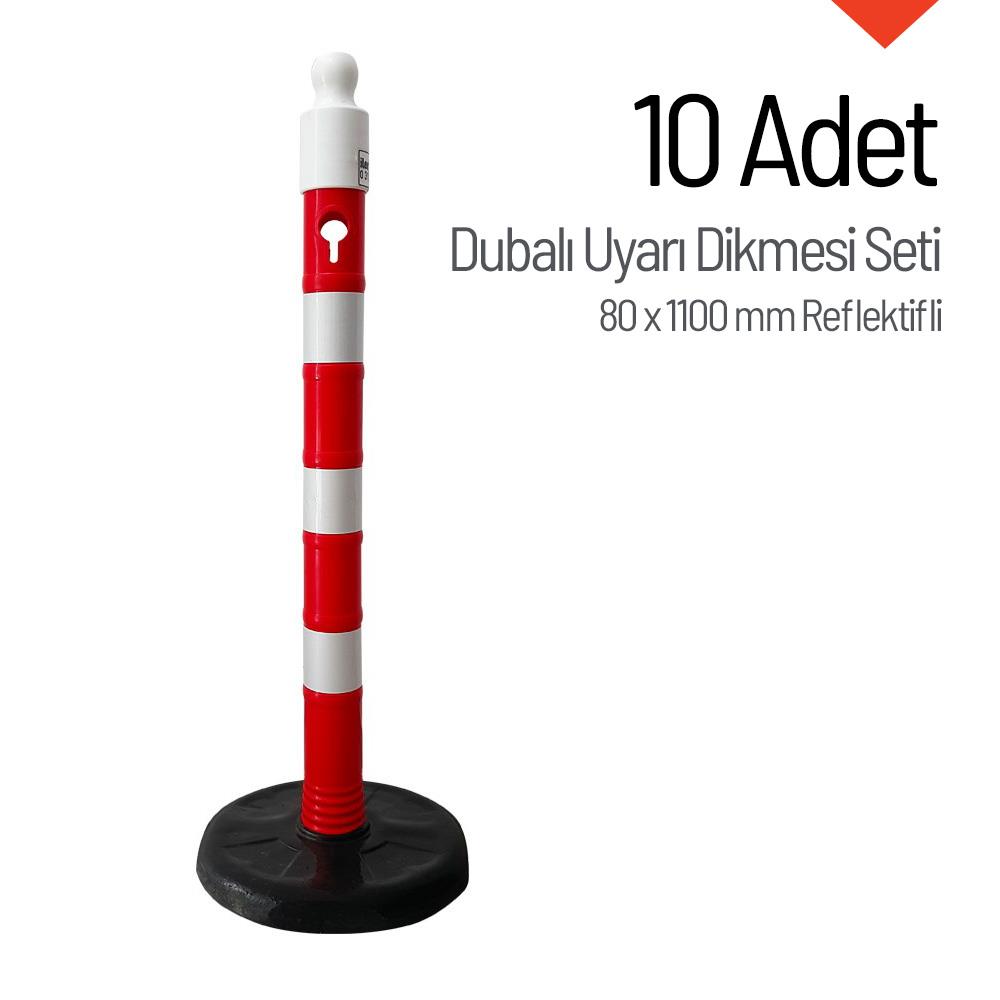 Dubalı Uyarı Dikmesi 80x1100mm Reflektifli 10`lu SetUyarı Dikmesi