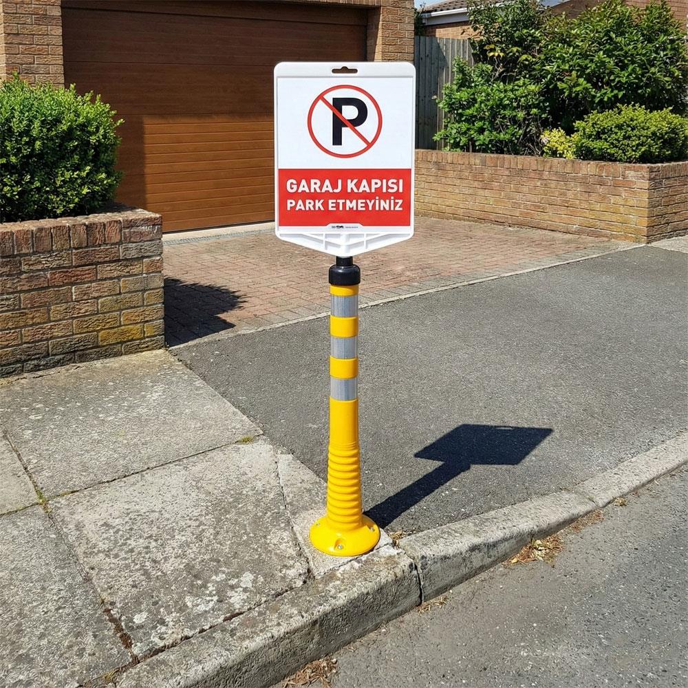 Garaj Kapısı Park Etmeyiniz Çift Taraf Baskı Sarı Delinatör Seti Delinatör Seti
