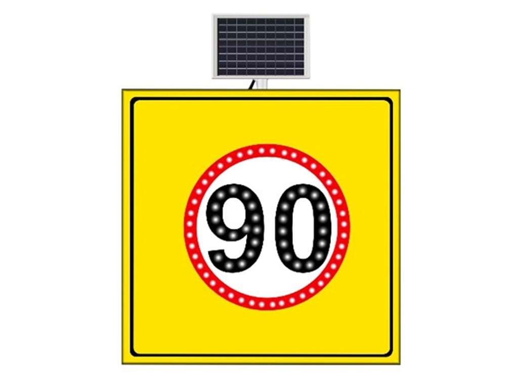 Güneş Enerjili Azami Hız Sınırı Levhası 90 km 100x100 cm