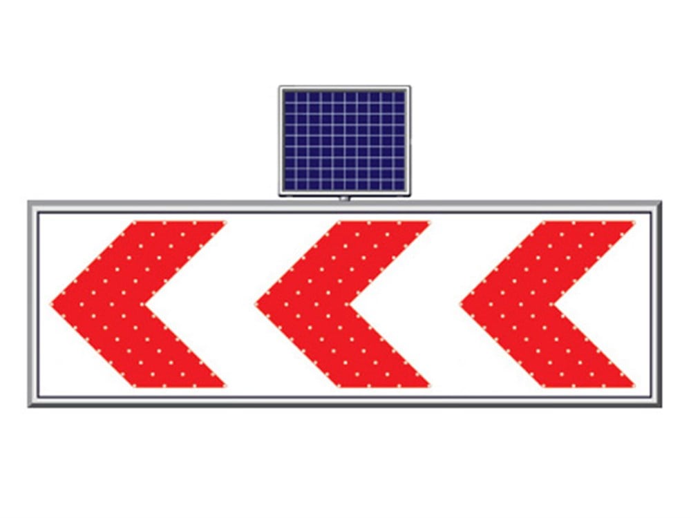 Güneş Enerjili Tehlikeli Viraj Sol Yön Levhası 50x150cm