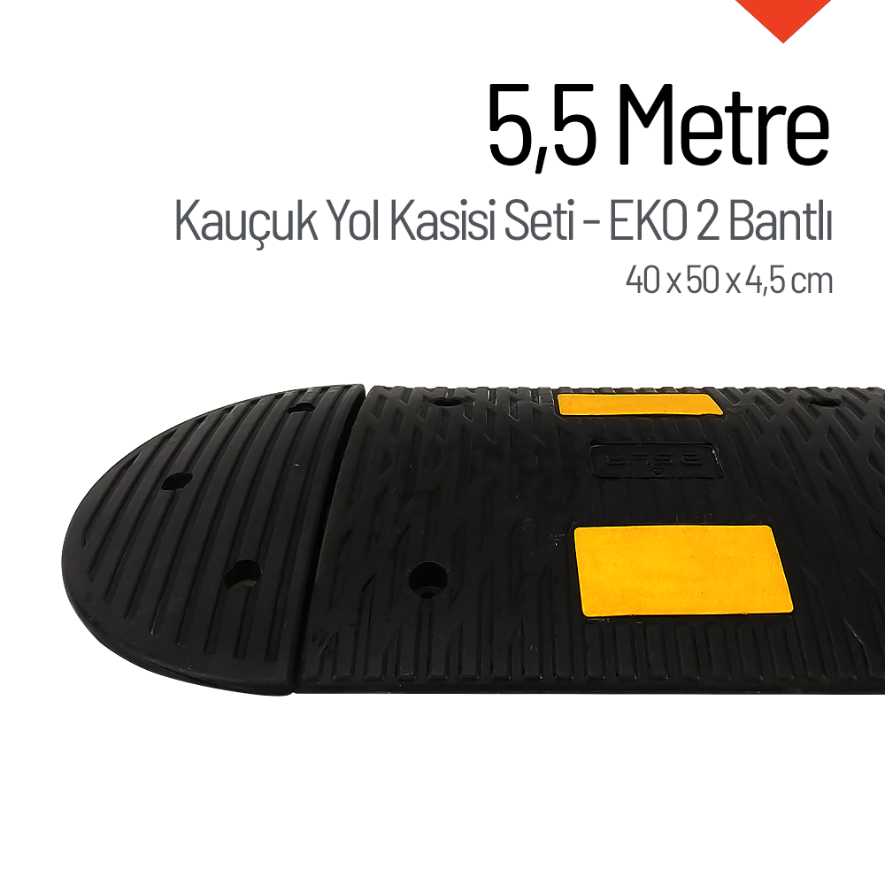 Kauçuk Hız Kesici, Yol Kasisi 40 x 50 x 4,5cm - EKO 2 Bantlı - 5,5 MetreKauçuk Yol Kasisi Setleri