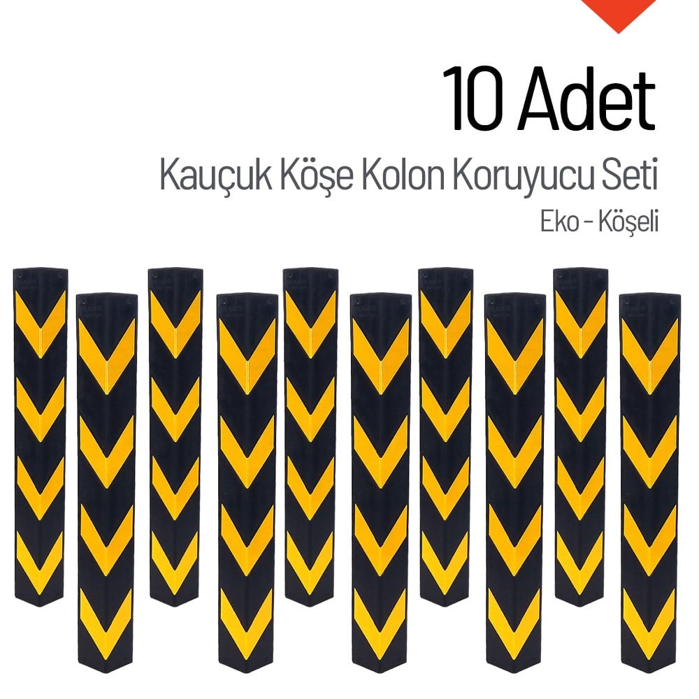 Kauçuk Otopark Köşe Kolon Koruyucu (Eko-Köşeli) Onlu SetKöşe Kolon Koruyucu