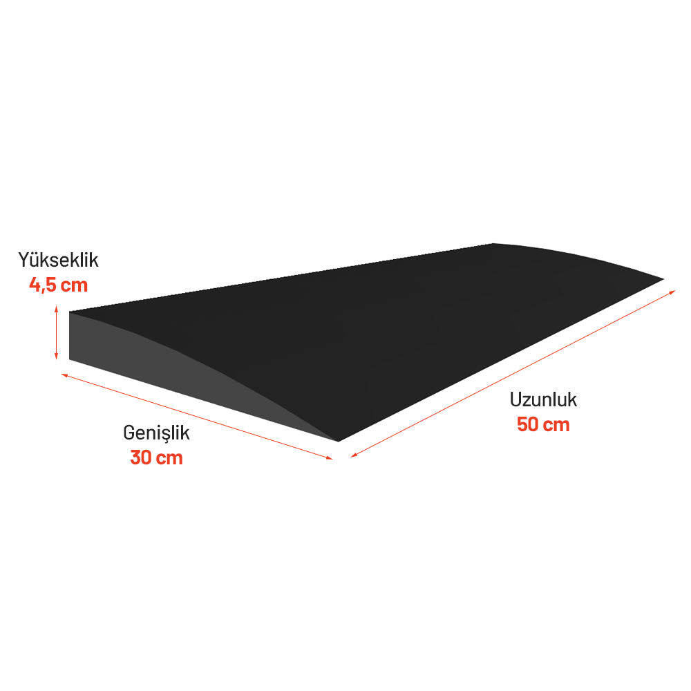 Kauçuk Rampa, Otopark Rampası, Kaldırım Rampası 30 x 50 x 4,5 cm - 3 BantlıKauçuk Rampa