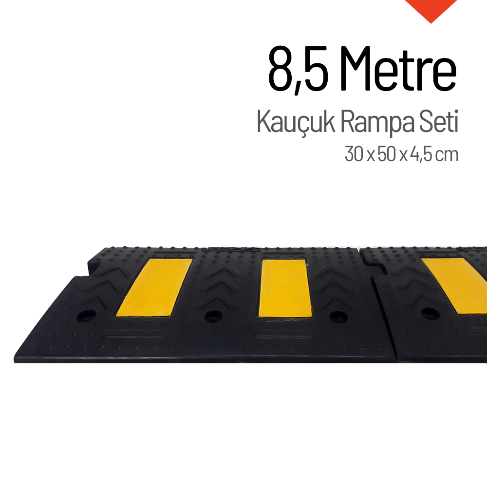Kauçuk Rampa Set, Otopark Rampası, Kaldırım Rampası 30 x 50 x 4,5 cm 8,5 MetreKauçuk Rampa Setleri